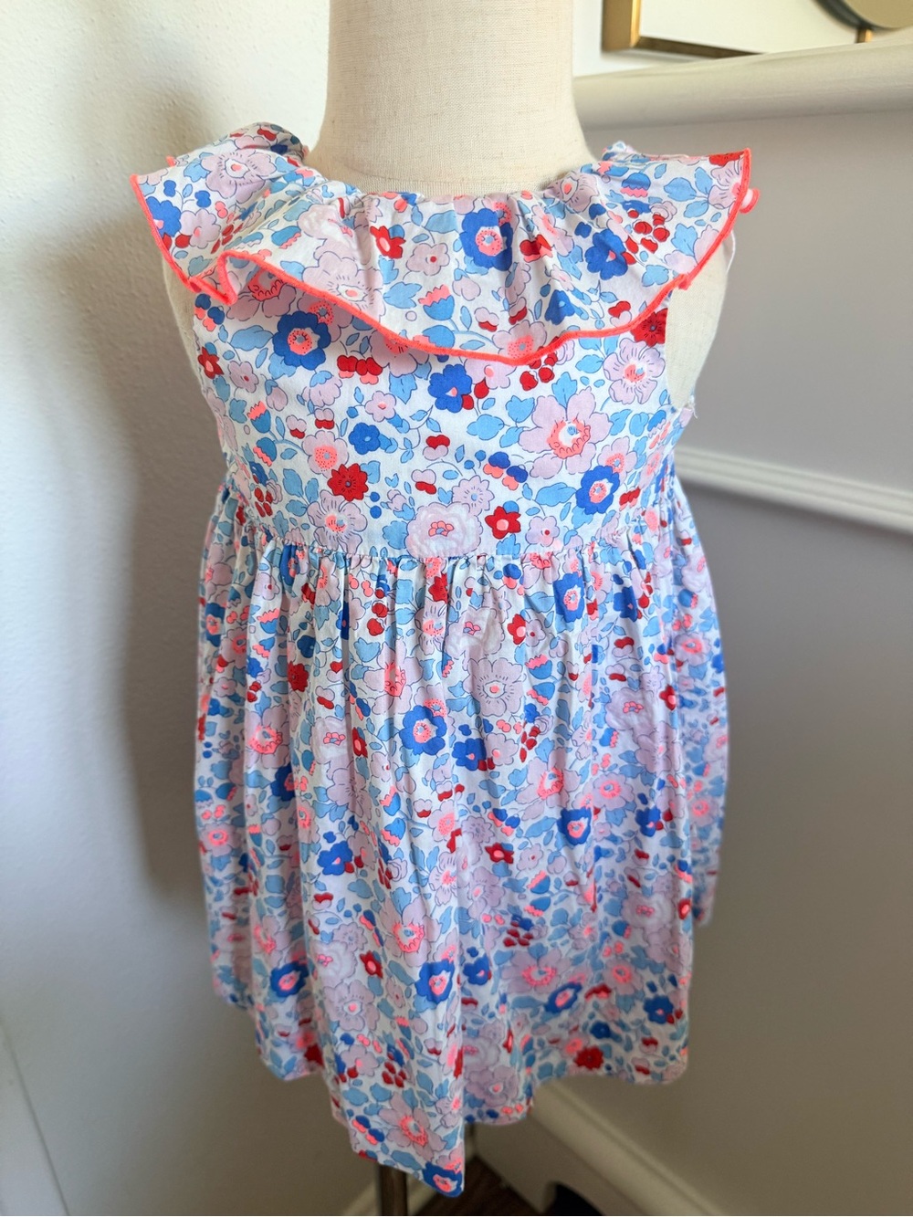 Jacadi Paris Floral Dress 18M Liberty Print Ruffle Collar French Boutique